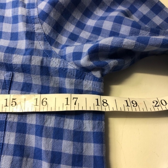J. Crew Crinkle Gingham Boy Shirt Blue Plaid, size 00 - Picture 8 of 9